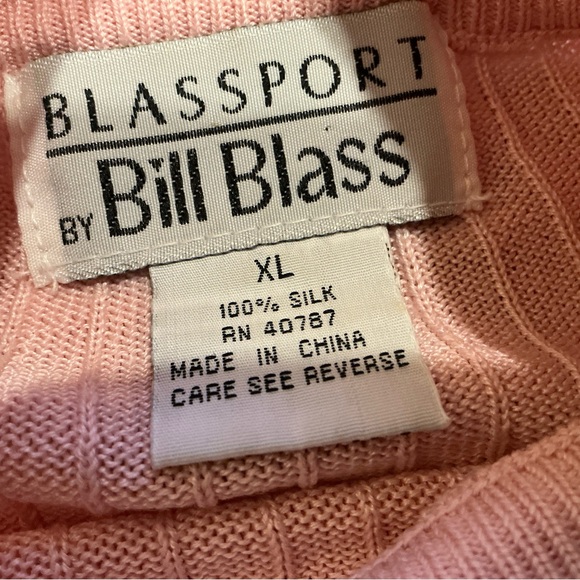 Bill blass vintage 100% silk women’s funnel neck pullover sweater pink size XL - Picture 5 of 6